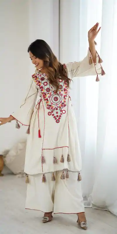 SRK 5286 White in Khadi Cotton Mirror Work & Embroidery Work Salwar Suit . Now at just ₹2099. Delivery 4-6 Working Days. Shop now. | Jump Suits, Salwar suit, Casual Suits, Creative suits, Designer Suits, Palazzo Suits, Party Wear Suits, Patiala Suits, Straight Suits