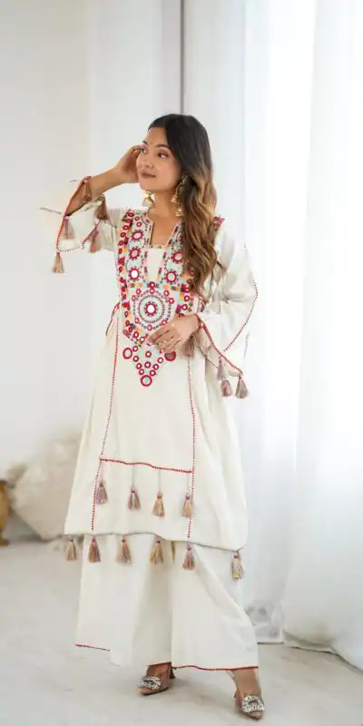 SRK 5286 White in Khadi Cotton Mirror Work & Embroidery Work Salwar Suit . Now at just ₹2099. Delivery 4-6 Working Days. Shop now. | Jump Suits, Salwar suit, Casual Suits, Creative suits, Designer Suits, Palazzo Suits, Party Wear Suits, Patiala Suits, Straight Suits