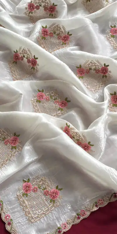 SC 239 Pink Georgette With Lace Work & Lace Border Saree . Wedding, Party, Festive, Events, Exclusive Offer ₹1599. Delivery 4-6 Working Days. Shop now. | Sarees, Bollywood Sarees, Creative Sarees, Designer Sarees, Embroidered Sarees, Ethnic Saree, Modern Digital sarees, Party Wear Sarees