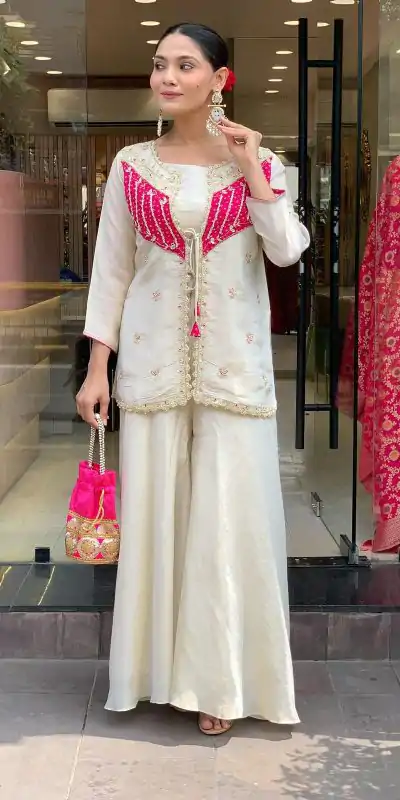 NSR 869 White Roman Silk Salwar Suit Perfect for Wedding, Party, Ethnic Day, Traditional Day, Housewarming . Now at just ₹1899. Delivery 4-6 Working | Jump Suits, Tops & Bottoms, Track Suits, Salwar suit, Casual Suits, Creative suits, Designer Suits, Palazzo Suits, Party Wear Suits, Patiala Suits, Straight Suits, Trendy Wear