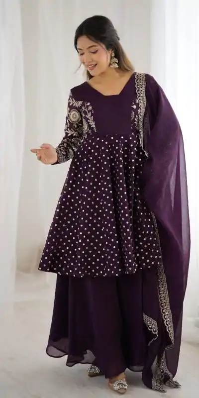 ZSR 3134 Wine Crunchy Silk Salwar Suit Perfect for Wedding, Party, Sangeet, Anniversary, Housewarming Introductory Price ₹2399. Delivery 4-6 | Jump Suits, Salwar suit, Casual Suits, Creative suits, Designer Suits, Palazzo Suits, Party Wear Suits, Patiala Suits, Straight Suits