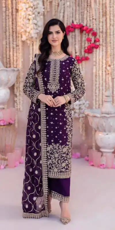 SRK 5238 Wine Faux Georgette With 5mm Embroidery Sequence Work with Beads Work Wedding, Party, Festive, Events, 4-6 Working Days At 2399 | Jump Suits, Salwar suit, Casual Suits, Creative suits, Designer Suits, Palazzo Suits, Party Wear Suits, Patiala Suits, Straight Suits