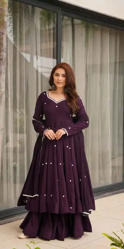 SR 1687 Wine Faux Georgette With Heavy Embroidery Work With Fully Flair Salwar Suit Wedding, Party, Festive, Available at ₹1999 only. Delivery 4-6 Work | Jump Suits, Tops & Bottoms, Track Suits, Salwar suit, Casual Suits, Creative suits, Designer Suits, Palazzo Suits, Party Wear Suits, Patiala Suits, Straight Suits, Trendy Wear