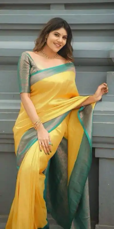 KP 5059 Yellow Color Soft Lichi Silk Cloth. Saree with Designer Work. Get it for ₹1449. Delivery 4-6 Working Days. Shop now. | Sarees, Bollywood Sarees, Creative Sarees, Designer Sarees, Embroidered Sarees, Ethnic Saree, Modern Digital sarees, Party Wear Sarees
