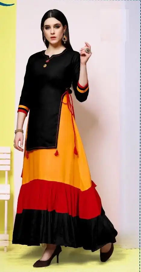 Black 14 kg Rayon With Plain Gown