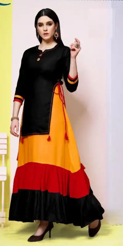 INLI Raas Black in Color 14 kg Rayon Designer Work Gown . Wedding, Party, Festive, Events Available at ₹1499 only. Delivery 4-6 Working Days. Shop now. | Jump Suits, Salwar suit, Casual Suits, Creative suits, Designer Suits, Palazzo Suits, Party Wear Suits, Patiala Suits, Straight Suits