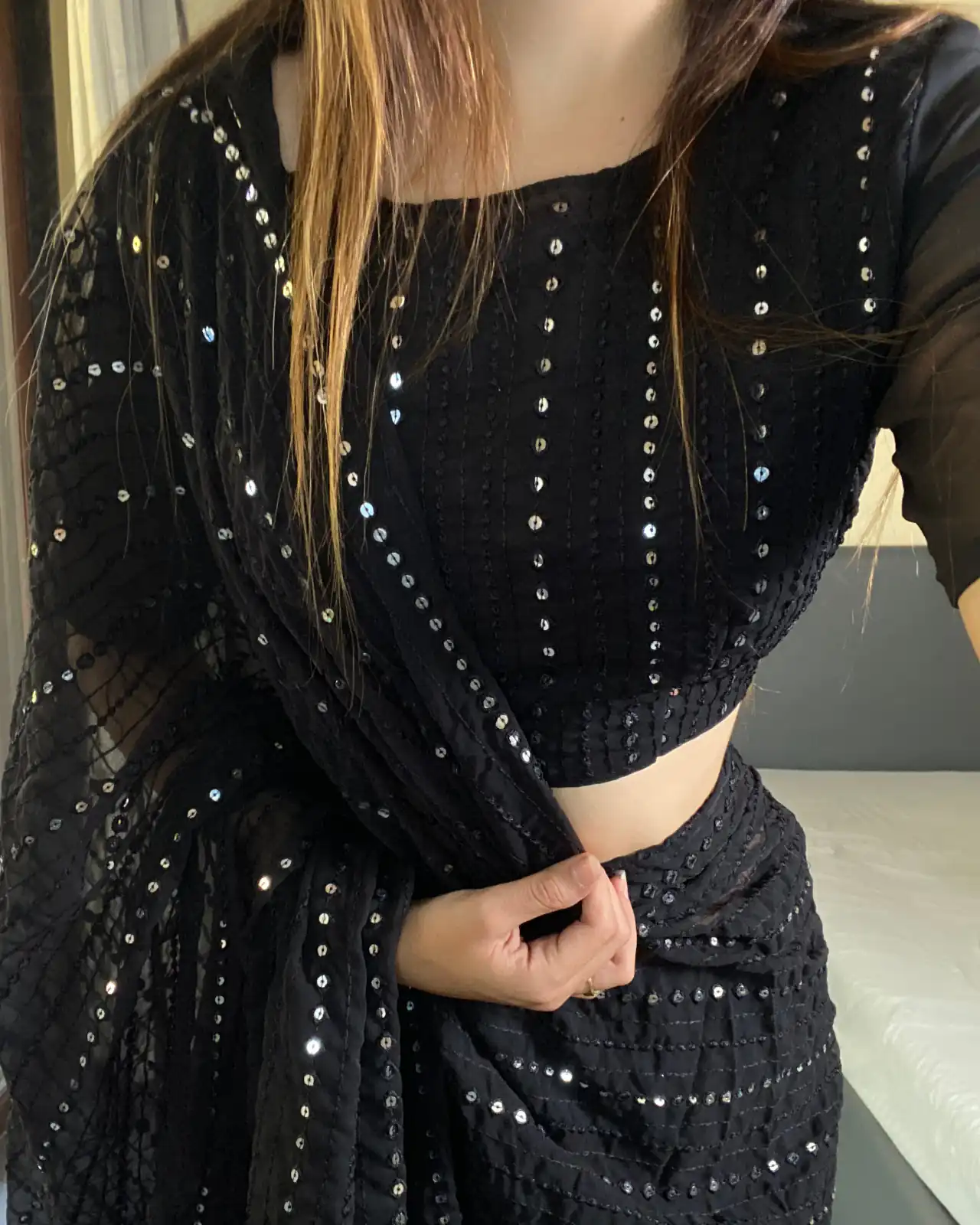 BT SUMAN Black Fox Georgette SareePerfect for Wedding, Party, Sangeet, Baisakhi, Karwa Chauth – . Special Price ₹1749. Delivery 4-6 Working Days. | Sarees, Bollywood Sarees, Creative Sarees, Designer Sarees, Embroidered Sarees, Ethnic Saree, Modern Digital sarees, Party Wear Sarees