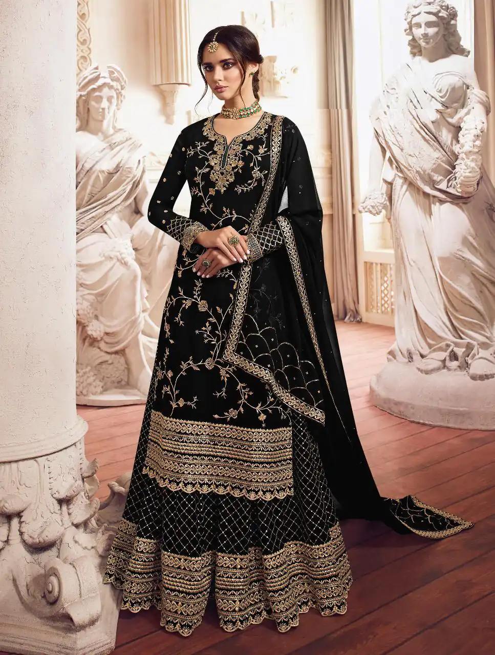 Black Georgette Embroidery Work Salwar Suit