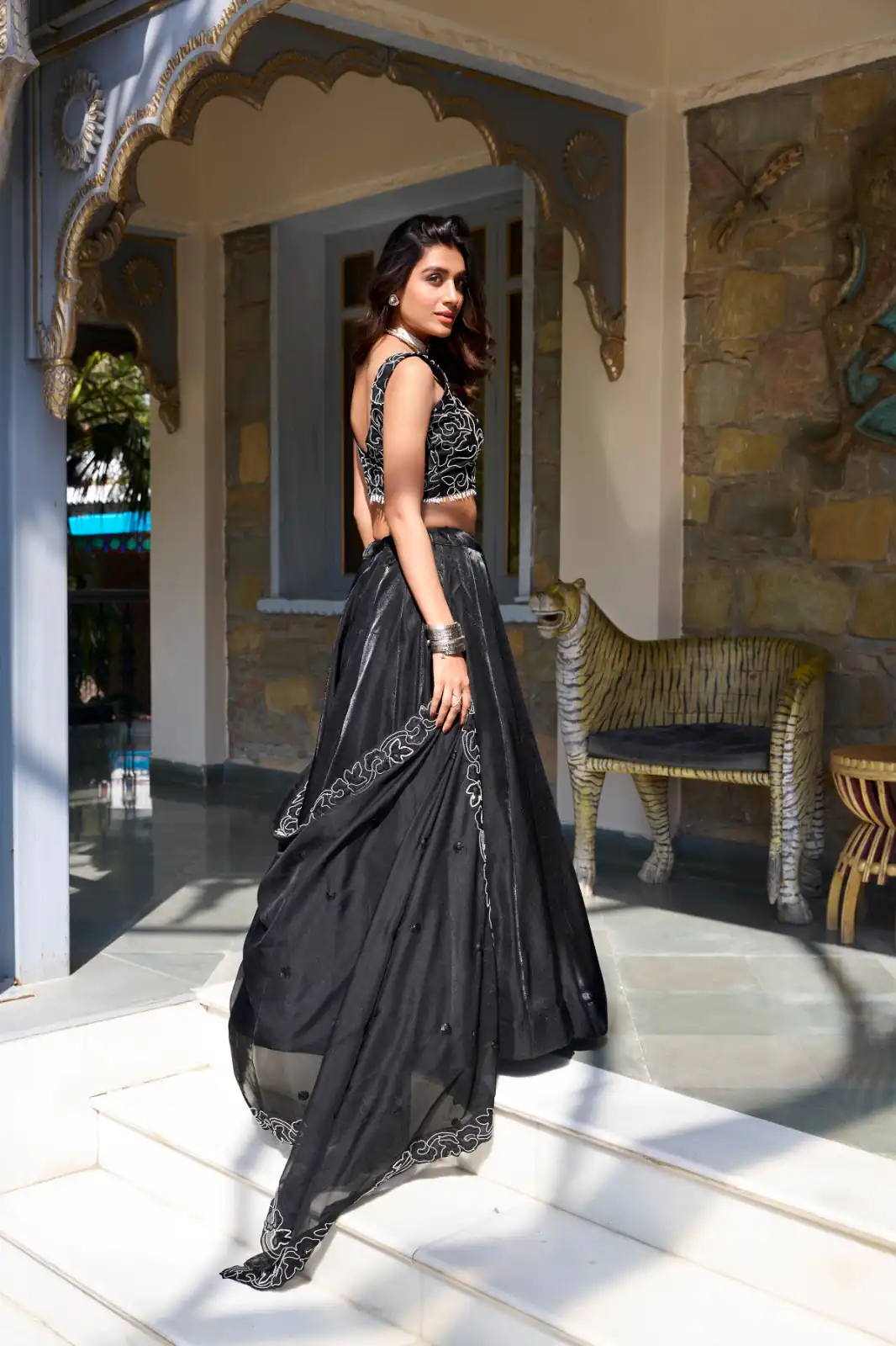 LNB 1428 Black Star Satin Embroidery Work & Sequins Work Lehenga Choli in . Now at just ₹3199. Delivery 4-6 Working Days. Shop now. | Lehenga, Bollywood Lehenga, Creative Lehenga, Designer Lehenga, Embroidered Lehenga, Party Wear Lehenga