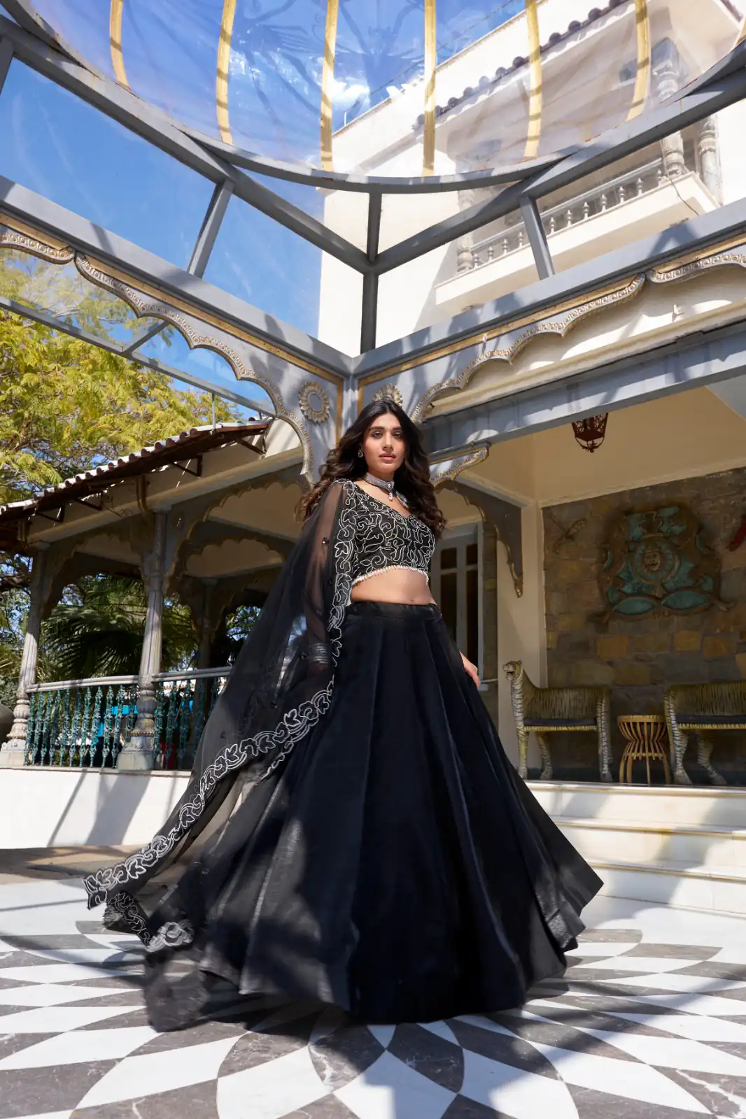 LNB 1428 Black Star Satin Embroidery Work & Sequins Work Lehenga Choli in . Now at just ₹3199. Delivery 4-6 Working Days. Shop now. | Lehenga, Bollywood Lehenga, Creative Lehenga, Designer Lehenga, Embroidered Lehenga, Party Wear Lehenga