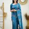 KPR 152 Blue Soft Lichi Silk Saree with Lace Work & Lace Border. Available at ₹1249 only. Delivery 4-6 Working Days. Shop now. | Sarees, Bollywood Sarees, Creative Sarees, Designer Sarees, Embroidered Sarees, Ethnic Saree, Modern Digital sarees, Party Wear Sarees