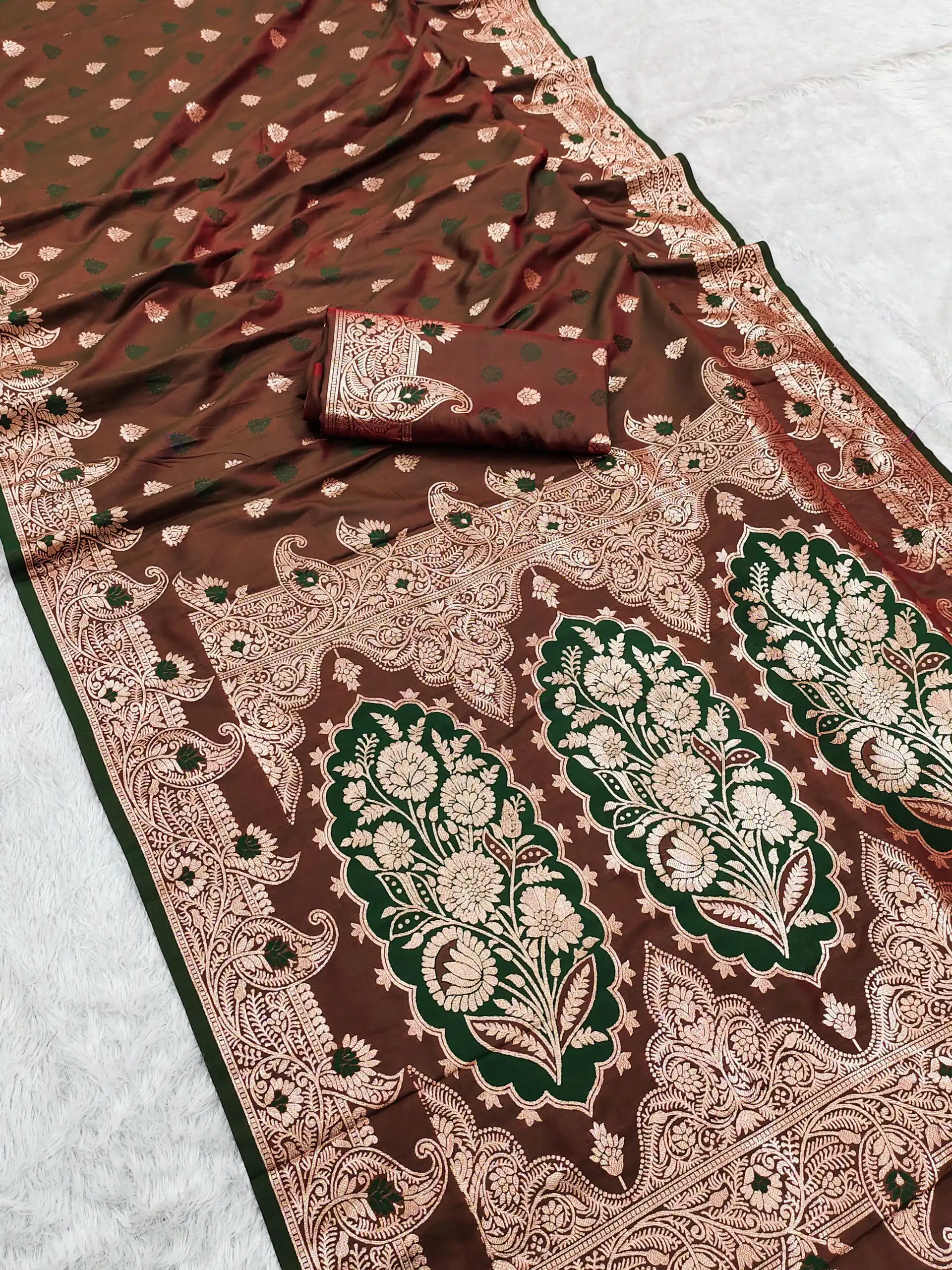 MB 43 Brown Color Banarasi silk Saree with Lace Work & Zari Work. Wedding, Party, Festive Grab it for ₹1899. Delivery 4-6 Working Days. Shop now. | Sarees, Bollywood Sarees, Creative Sarees, Designer Sarees, Embroidered Sarees, Ethnic Saree, Modern Digital sarees, Party Wear Sarees