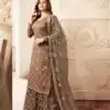 FC L.t 5401 Brown Color Jacquard Silk Georgette Diamond Sharara Suit Wedding, Party, Festive Expected Delivery 4-6 Working Days  @2999/- | Jump Suits, Salwar suit, Casual Suits, Creative suits, Designer Suits, Palazzo Suits, Party Wear Suits, Patiala Suits, Straight Suits
