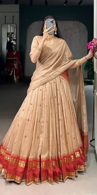 LNB 1904 Cream Color Pure Chanderi with Zari Work Lehenga Choli . Affordable Price ₹1999. Delivery 4-6 Working Days. Shop now. | Lehenga, Bollywood Lehenga, Creative Lehenga, Designer Lehenga, Embroidered Lehenga, Party Wear Lehenga