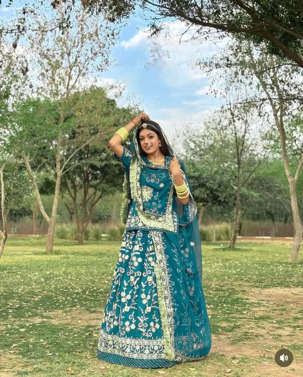 Firozi Fox Georgette Embroidery Work Lehenga Choli