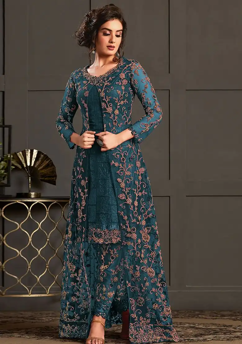 FC 4592 Firozi Net Salwar Suit with Stone Work. Wedding, Party, Festive, Events, Now at just ₹2449. Delivery 4-6 Working Days. Shop now. | Jump Suits, Salwar suit, Casual Suits, Creative suits, Designer Suits, Palazzo Suits, Party Wear Suits, Patiala Suits, Straight Suits
