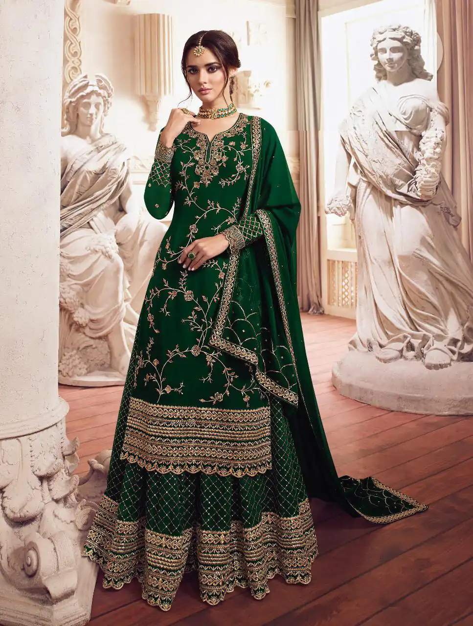 Green Georgette Embroidery Work Salwar Suit