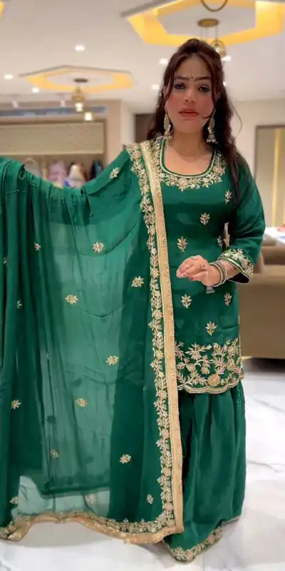 ND 5044 Green Natural Crep With Embroidery Work Salwar Suit . Affordable Price ₹2149. Delivery 4-6 Working Days. Shop now. | Jump Suits, Salwar suit, Casual Suits, Creative suits, Designer Suits, Palazzo Suits, Party Wear Suits, Patiala Suits, Straight Suits