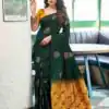 Green Soft Lichi Silk Lace Border Work Saree