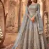 Grey Net Sequence Work Salwar Suit