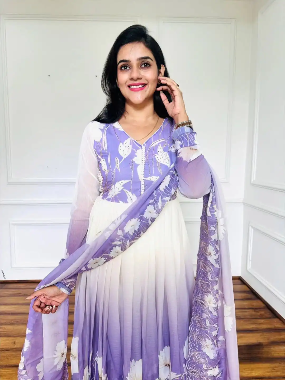 ZF 431 Lavender Faux Georgette Gown with Embroidery Work & Digital Print. Best Price ₹2049. Delivery 4-6 Working Days. Shop now. | Jump Suits, Salwar suit, Casual Suits, Creative suits, Designer Suits, Palazzo Suits, Party Wear Suits, Patiala Suits, Straight Suits