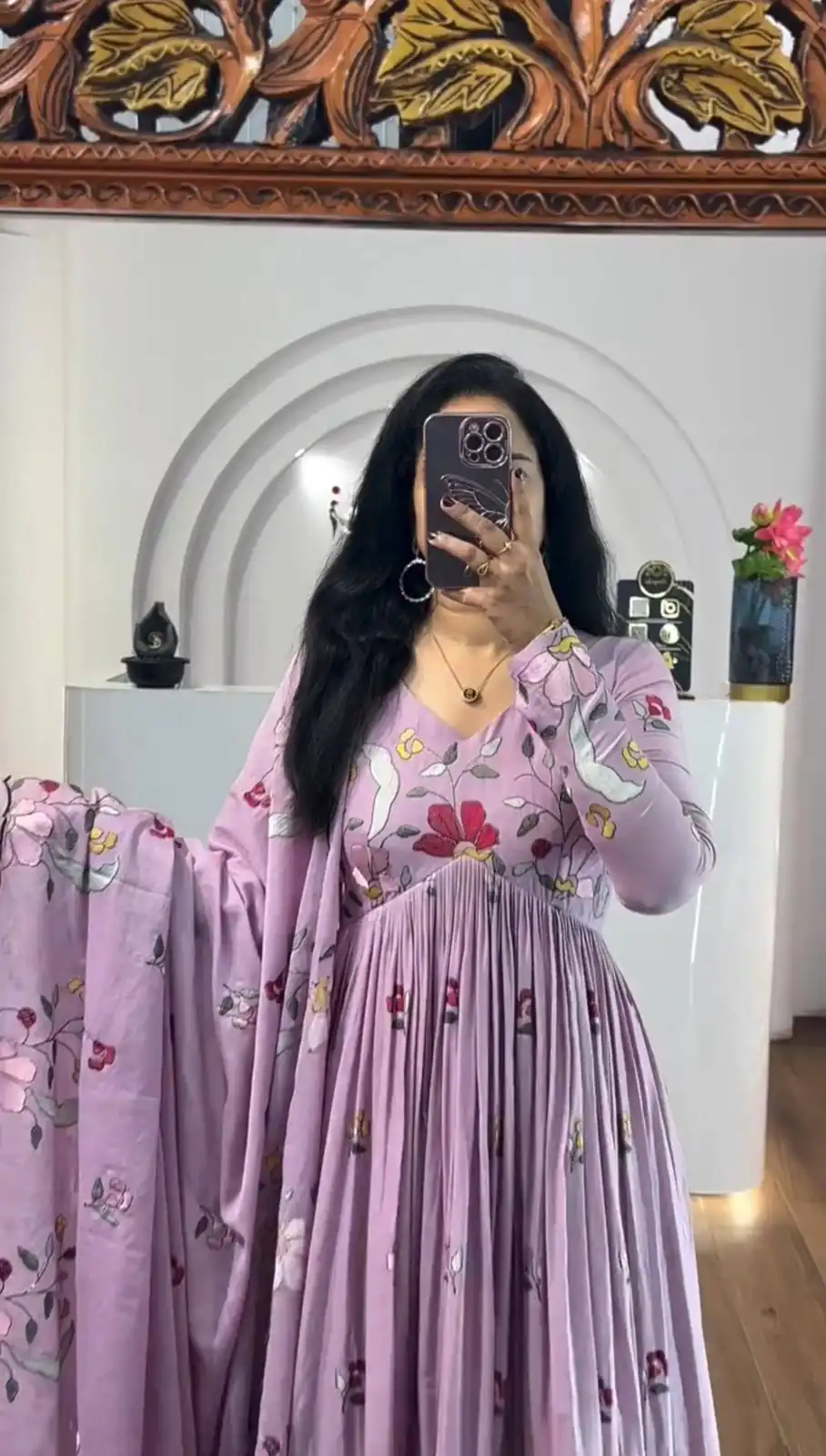 Lavender Fox Georgette With Thread Embroidery Gown - Image 2