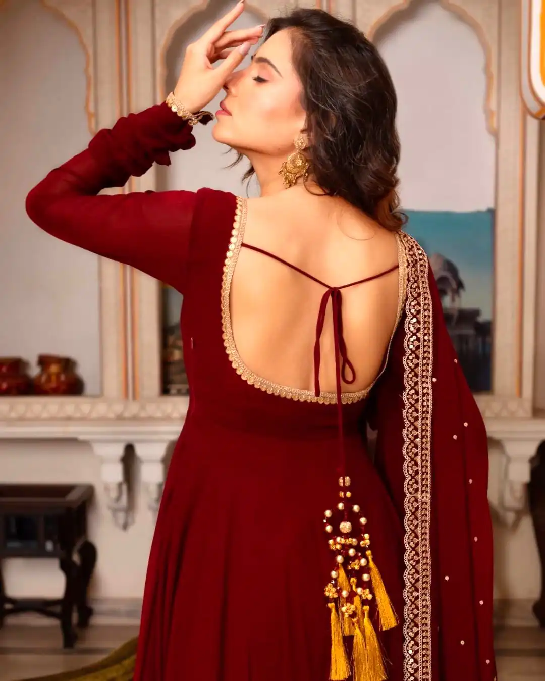 SRK 5222 Maroon in Faux Georgette Lace Work & Embroidery Work Salwar Suit . Grab it for ₹1849. Delivery 4-6 Working Days. Shop now. | Jump Suits, Salwar suit, Casual Suits, Creative suits, Designer Suits, Palazzo Suits, Party Wear Suits, Patiala Suits, Straight Suits