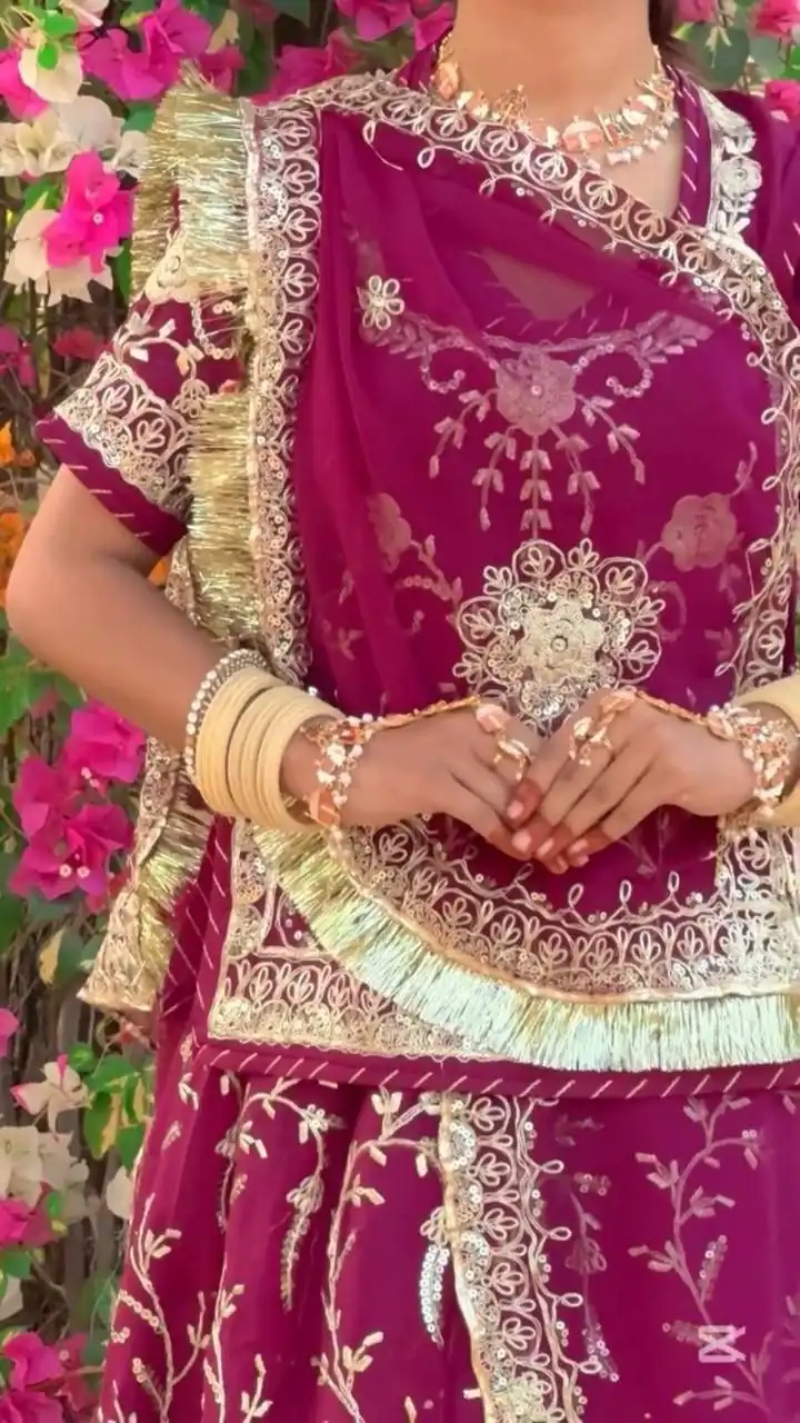 Maroon Fox Georgette Embroidery Work Lehenga Choli - Image 2