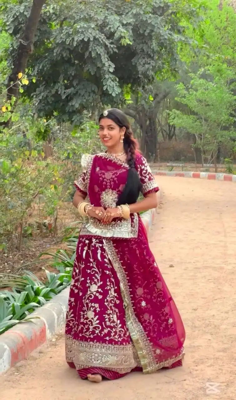 Maroon Fox Georgette Embroidery Work Lehenga Choli