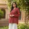 INLI Bandhej Maroon Color Pure Georgette Kurti with Designer Work. Wedding, Party, Festive, Events Best Price ₹1349. Delivery 4-6 Working Days. Shop now. | Kurti, Bollywood Kurti, Creative Kurtis, Designer Kurti, Party Wear Kurti, Selfie Kurti
