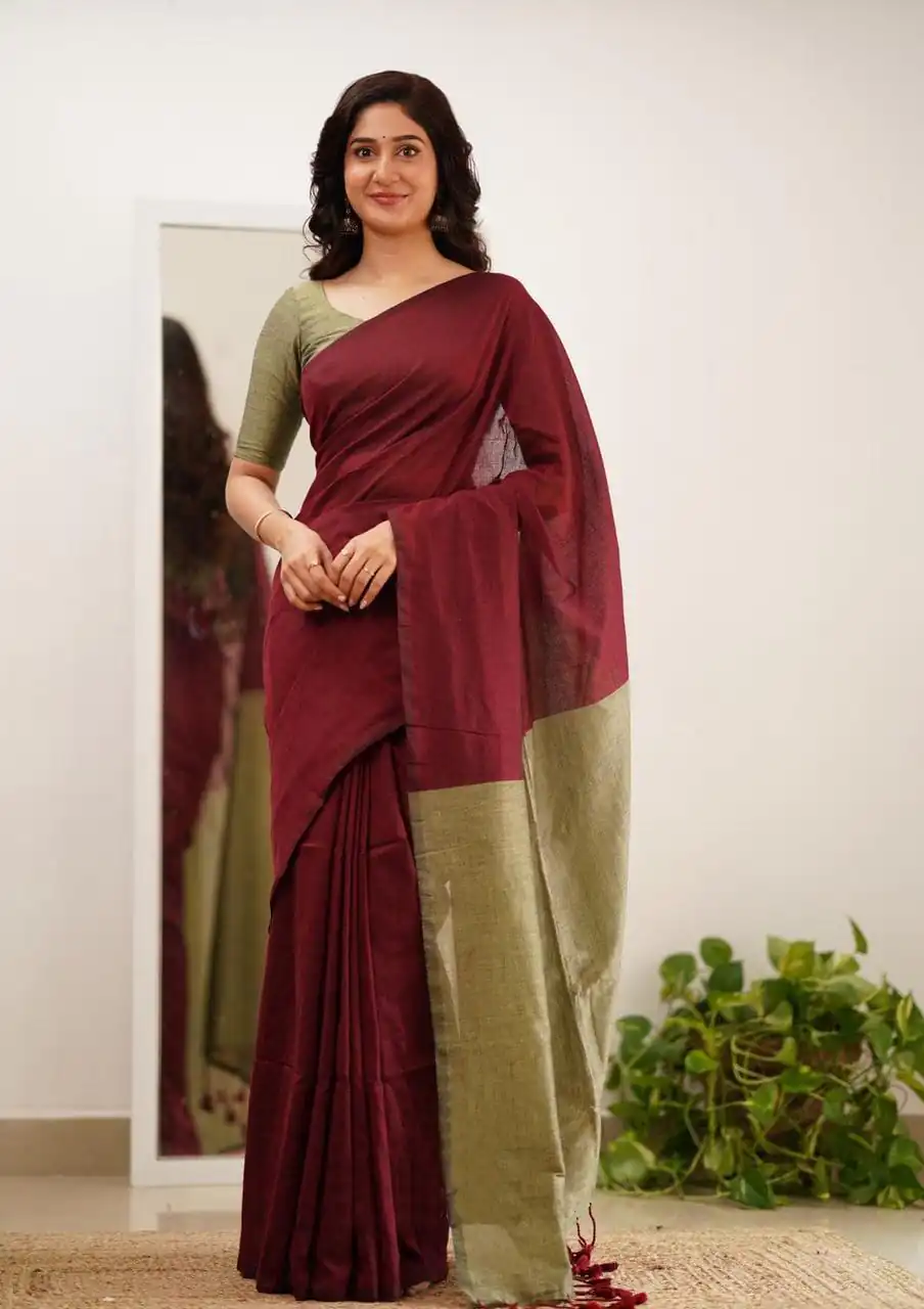 Maroon Soft Lilian Slab Rich Pallu Saree - Image 3