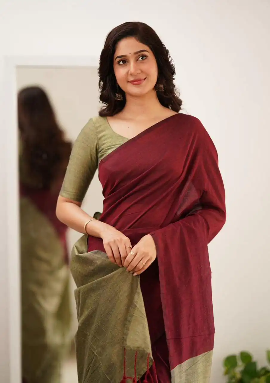 Maroon Soft Lilian Slab Rich Pallu Saree - Image 2