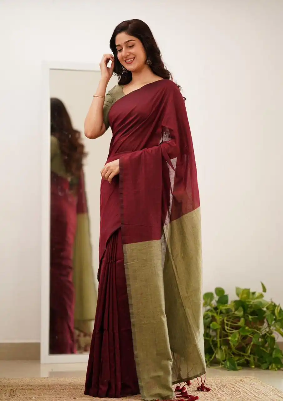 Maroon Soft Lilian Slab Rich Pallu Saree