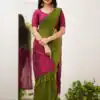 Mehandi Soft Lilian Slab Rich Pallu Saree