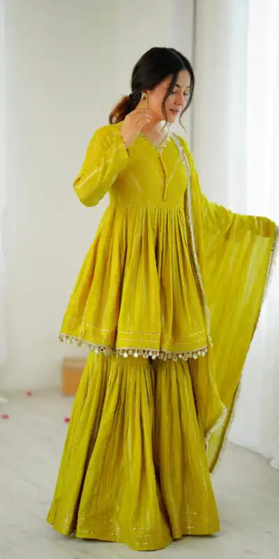 SRK 5300 Mustard Mal Chanderi With Lace Work & Mirror Work Salwar Suit . Get it for ₹2099. Delivery 4-6 Working Days. Shop now. | Jump Suits, Tops & Bottoms, Track Suits, Salwar suit, Casual Suits, Creative suits, Designer Suits, Palazzo Suits, Party Wear Suits, Patiala Suits, Straight Suits, Trendy Wear