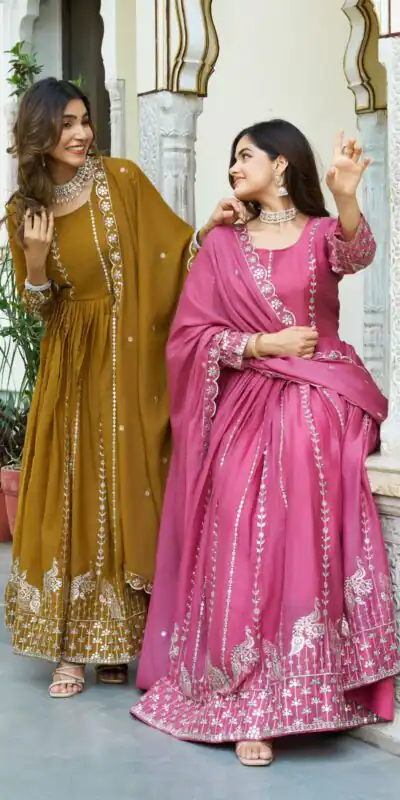 Ram 139 Mustered Star Georgette Gown Perfect for Wedding, Party, Family Gatherings, Haldi, Housewarming –. Grab it for ₹1949. Delivery 4-6 Working | Jump Suits, Salwar suit, Casual Suits, Creative suits, Designer Suits, Palazzo Suits, Party Wear Suits, Patiala Suits, Straight Suits
