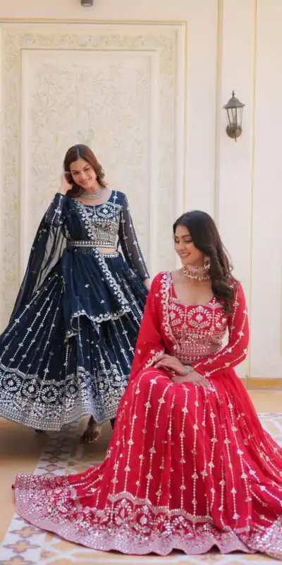 Ram 085 Navy Blue Color Fox Georgette Lehenga Choli with Embroidery Work. Grab it for ₹3049. Delivery 4-6 Working Days. Shop now. | Lehenga, Bollywood Lehenga, Creative Lehenga, Designer Lehenga, Embroidered Lehenga, Party Wear Lehenga