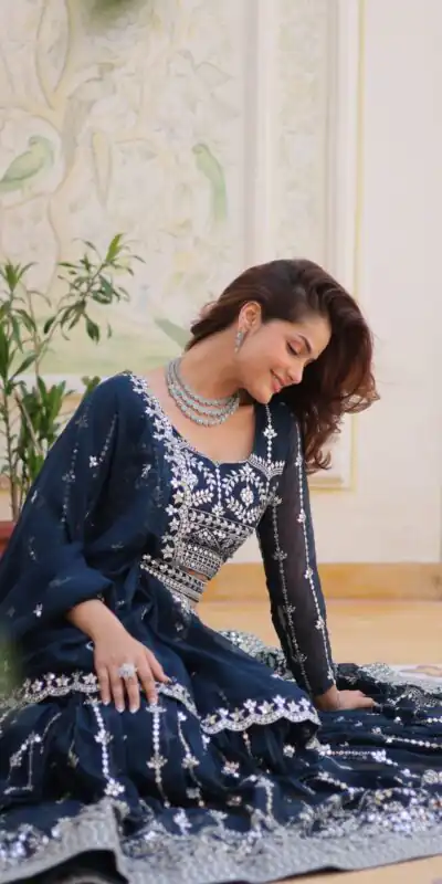 Ram 085 Navy Blue Color Fox Georgette Lehenga Choli with Embroidery Work. Grab it for ₹3049. Delivery 4-6 Working Days. Shop now. | Lehenga, Bollywood Lehenga, Creative Lehenga, Designer Lehenga, Embroidered Lehenga, Party Wear Lehenga