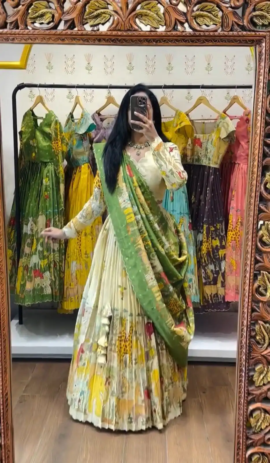 Off White Cotton Kalamkari Print Lehenga Choli