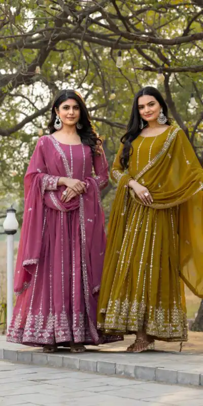 Ram 080 Onion Fox Georgette Gown with Embroidery Work. Wedding, Party, Festive, Events, Best Price ₹2049. Delivery 4-6 Working Days. Shop now. | Jump Suits, Salwar suit, Casual Suits, Creative suits, Designer Suits, Palazzo Suits, Party Wear Suits, Patiala Suits, Straight Suits