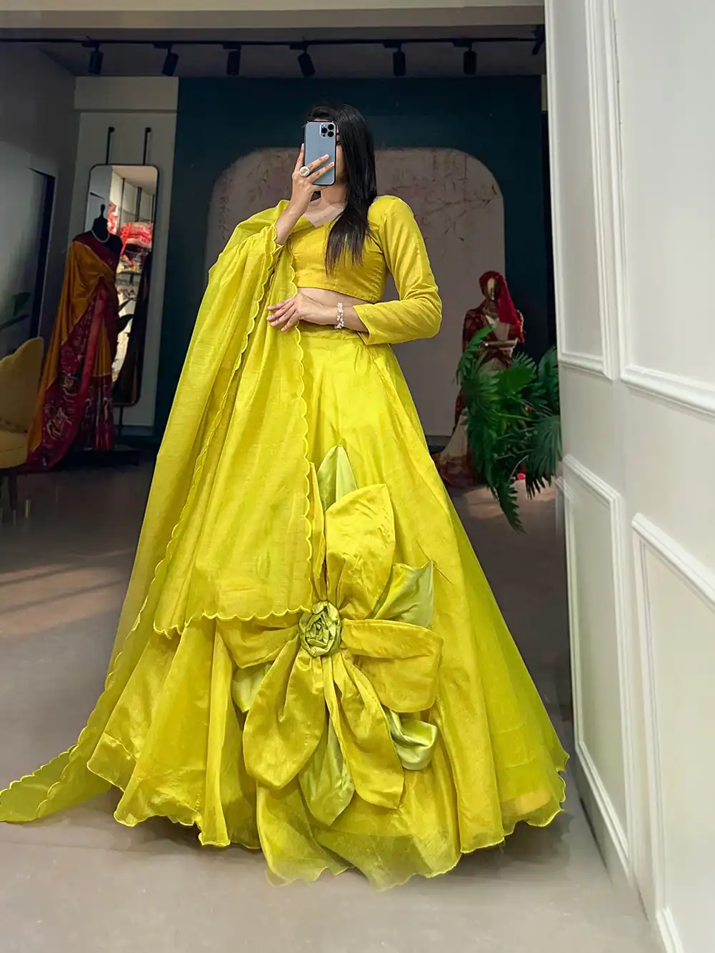 LNB 1650 Parrot Green Color Raj wadi Chanderi Silk Hand Made Flower Lehenga Choli Wedding, Party, Festive, Events Etc. Delivery 4-6 Working Days Rs 1999 | Lehenga, Bollywood Lehenga, Creative Lehenga, Designer Lehenga, Embroidered Lehenga, Party Wear Lehenga