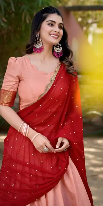 LNB1518 Peach Color Cotton Silk Thread Embroidery Work Lehenga Choli Wedding, Party, Festive, Events Etc. Delivery 4-6 Working Days Rs 2999 | Lehenga, Bollywood Lehenga, Creative Lehenga, Designer Lehenga, Embroidered Lehenga, Party Wear Lehenga