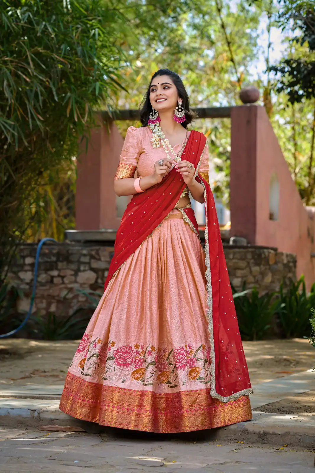 LNB1518 Peach Color Cotton Silk Thread Embroidery Work Lehenga Choli Wedding, Party, Festive, Events Etc. Delivery 4-6 Working Days Rs 2999 | Lehenga, Bollywood Lehenga, Creative Lehenga, Designer Lehenga, Embroidered Lehenga, Party Wear Lehenga