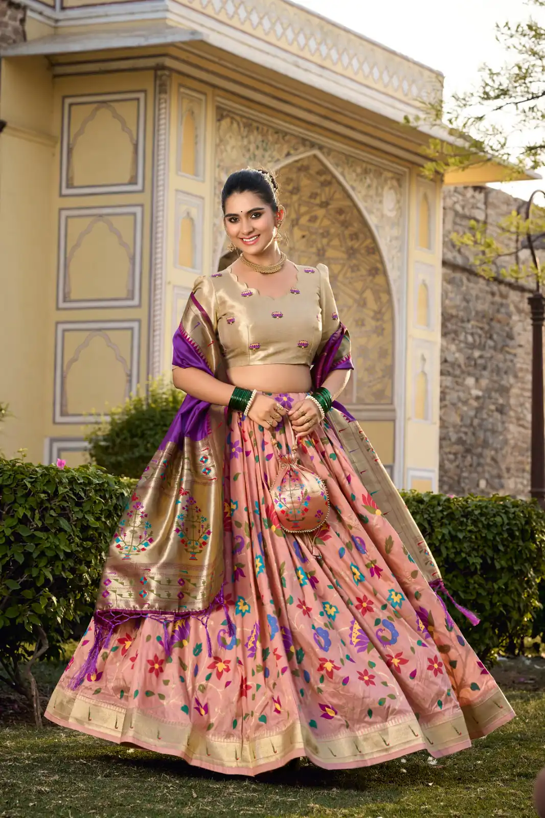 LNB 2021 Peach Jacquard Silk Weaving Zari Lehenga Choli Festive Party Wedding, Events etc. Delivery 4-6 Working Days @4099/- | Lehenga, Bollywood Lehenga, Creative Lehenga, Designer Lehenga, Embroidered Lehenga, Party Wear Lehenga