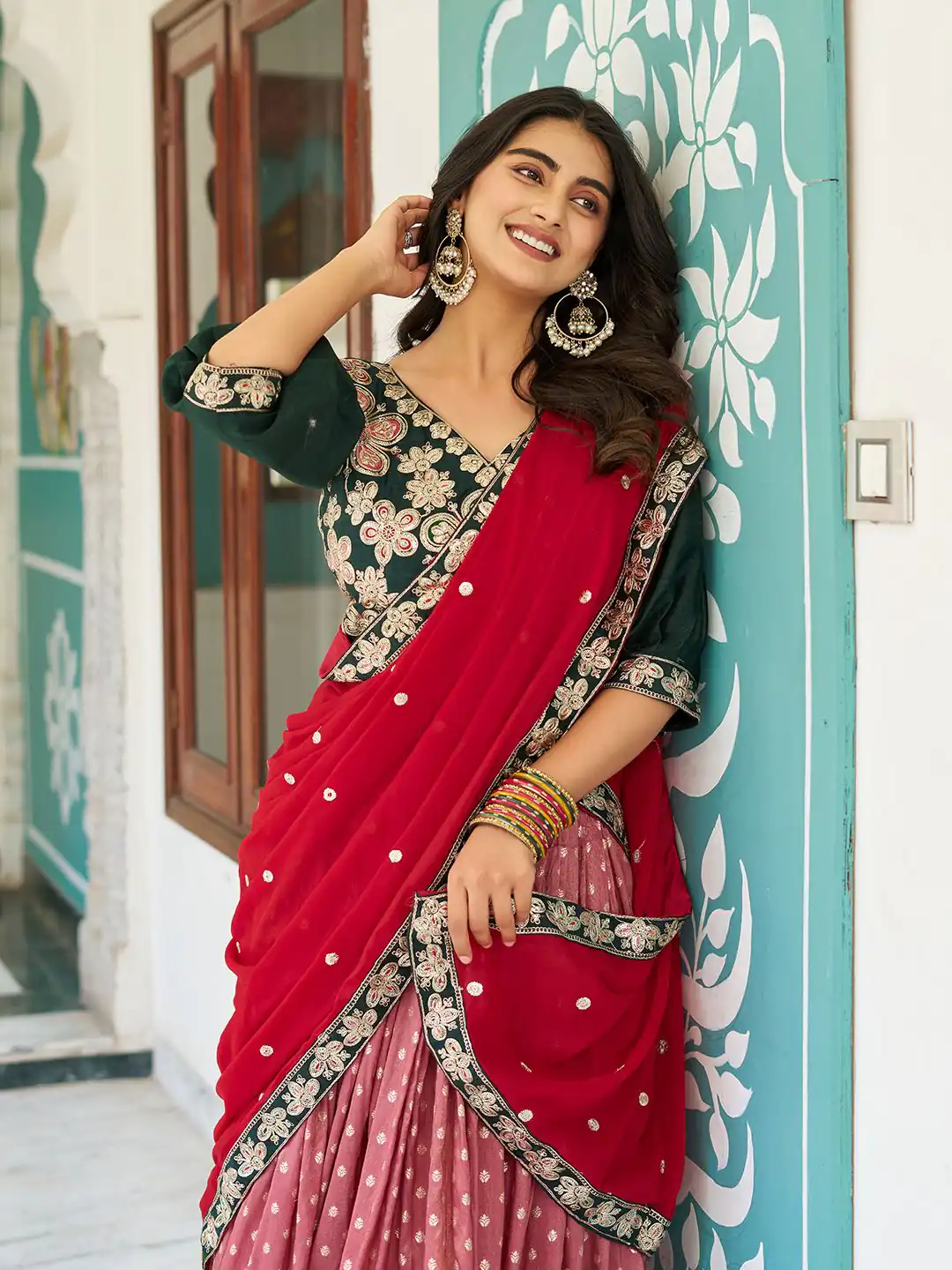 Ram 104 Peach mono silk Lehenga Choli Perfect for Wedding, Party, Anniversary, Onam, Ethnic Day – . Festive Deal ₹3149. Delivery 4-6 Working Days. | Lehenga, Bollywood Lehenga, Creative Lehenga, Designer Lehenga, Embroidered Lehenga, Party Wear Lehenga