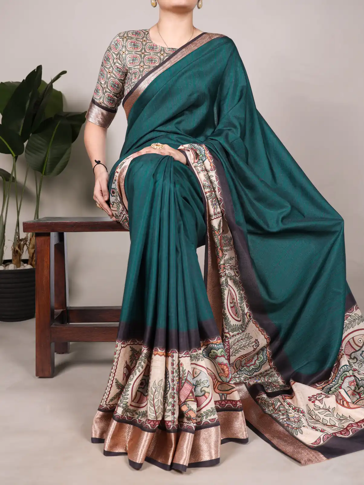 YNF 7022 Peacock Blue Color Tussar Silk With Viscose Border Printed Saree Saree , Wedding, Festive, Events . Expected Delivery 4-6 Working Days @1699/- | Sarees, Bollywood Sarees, Creative Sarees, Designer Sarees, Embroidered Sarees, Ethnic Saree, Modern Digital sarees, Party Wear Sarees