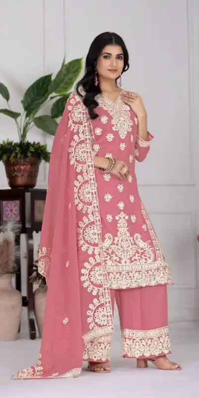 KF 1688 Pink Faux Georgette with Embroidery Work & Mirror Work Salwar Suit . Exclusive Offer ₹2099. Delivery 4-6 Working Days. Shop now. | Jump Suits, Salwar suit, Casual Suits, Creative suits, Designer Suits, Palazzo Suits, Party Wear Suits, Patiala Suits, Straight Suits