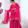 Pink Mal Chanderi Mirror Work Salwar Suit