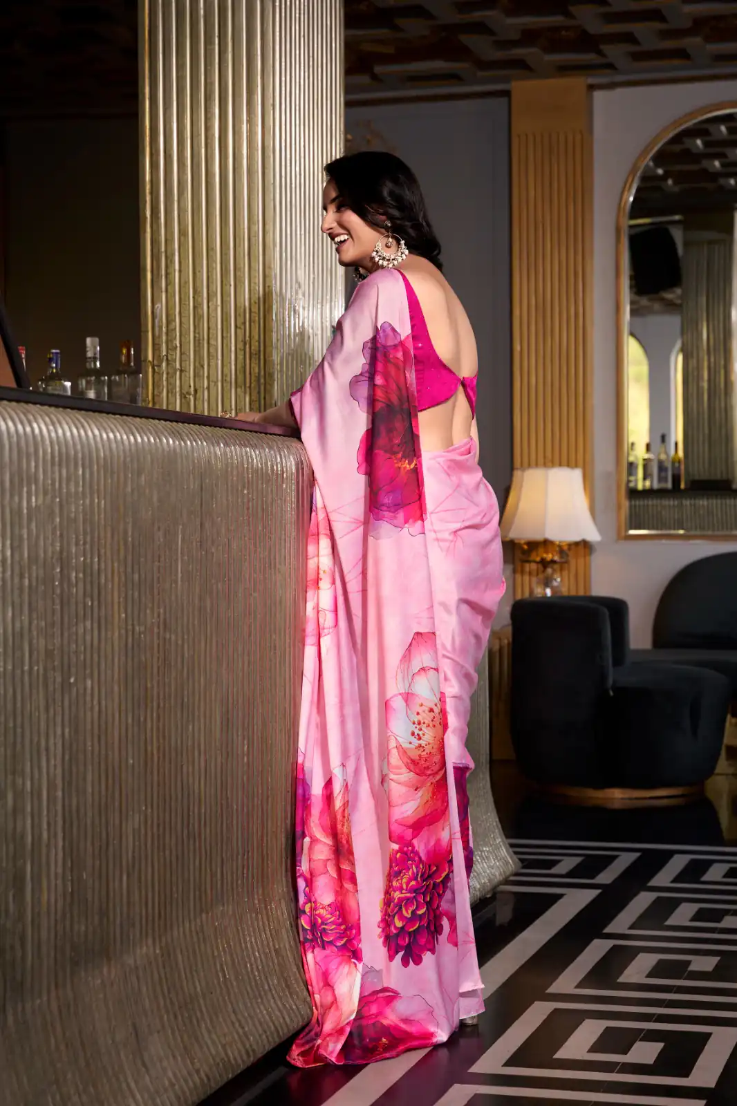 YNF 7026 Pink Color Satin Silk Printed Saree Casual, Wedding, Festive, Events . Expected Delivery  4-6 Working Days @1599/- only                                                                                                                                           | Sarees, Bollywood Sarees, Creative Sarees, Designer Sarees, Embroidered Sarees, Ethnic Saree, Modern Digital sarees, Party Wear Sarees