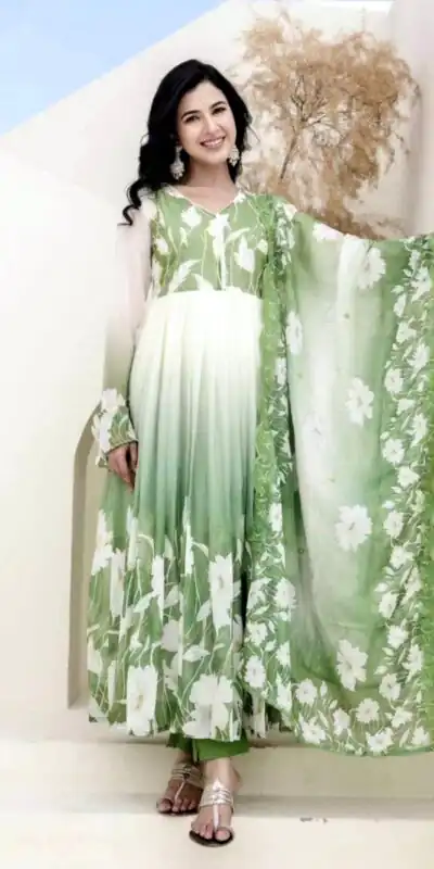 Pista Faux Georgette Digital Print Gown